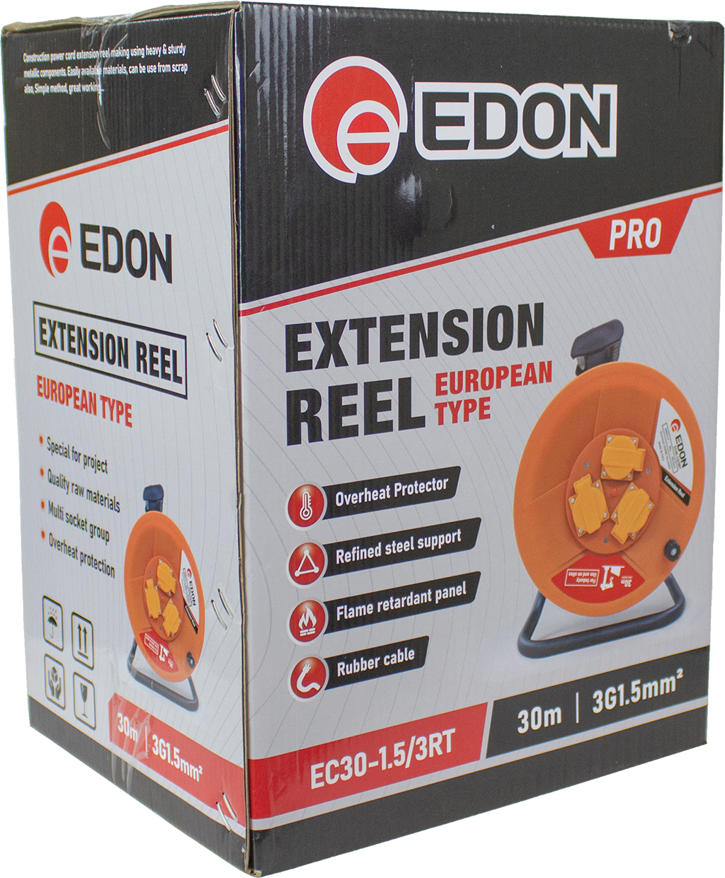 Edon EC30-1.5/3RT Удлинитель (катушка, 30м, 3G1.5мм, 3 розетки) 3