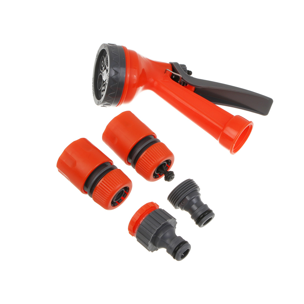 INBLOOM Набор для полива (пистолет 5 реж- 1шт., 1/2" коннектор- 2шт., 1/2"-3/4" штуцер-1шт.) ПП