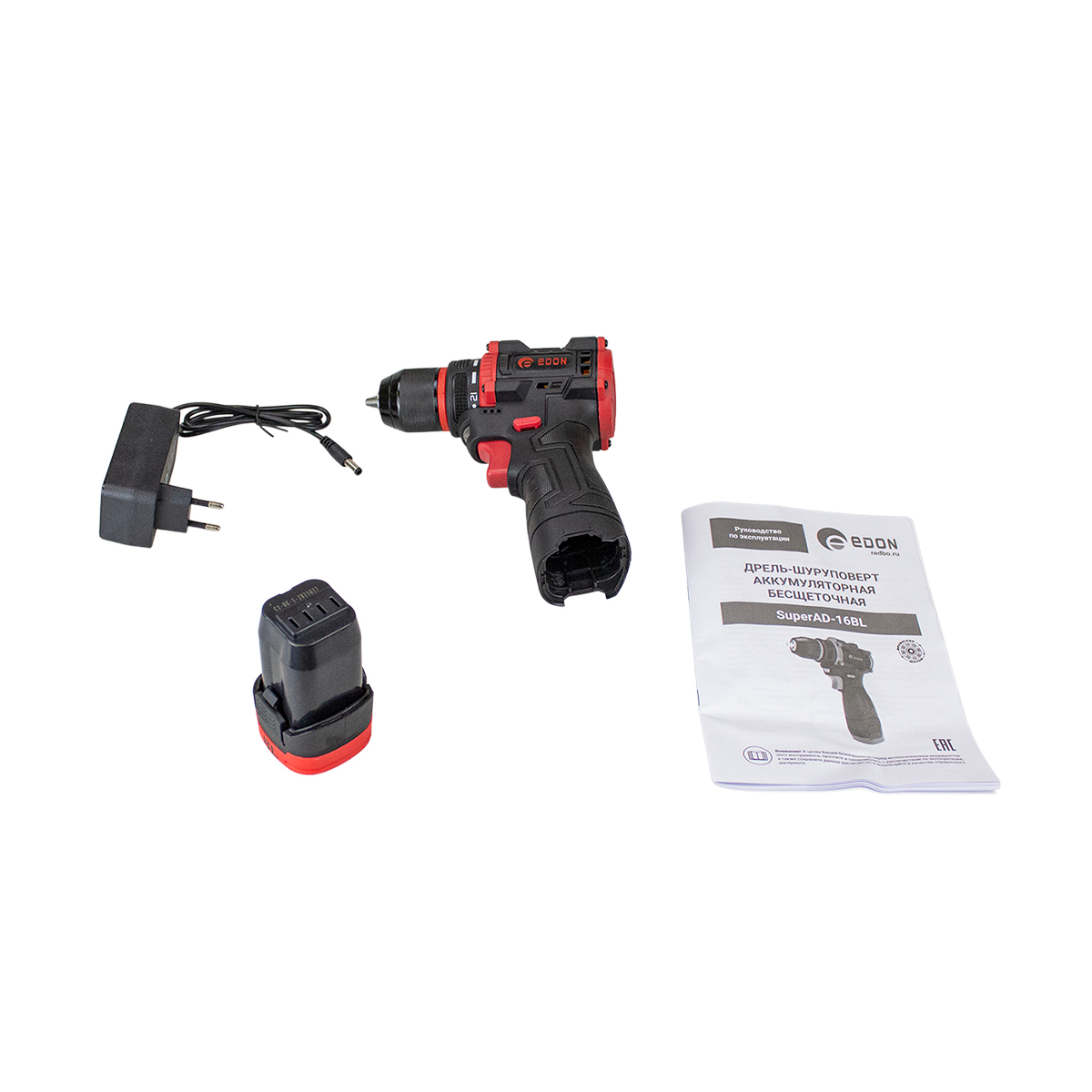 Edon Super AD-16BL Дрель-шуруповерт аккумул. бесщеточная (16В, 40Нм, 1х1,5Ач Li-Ion, 2 скорости) 2