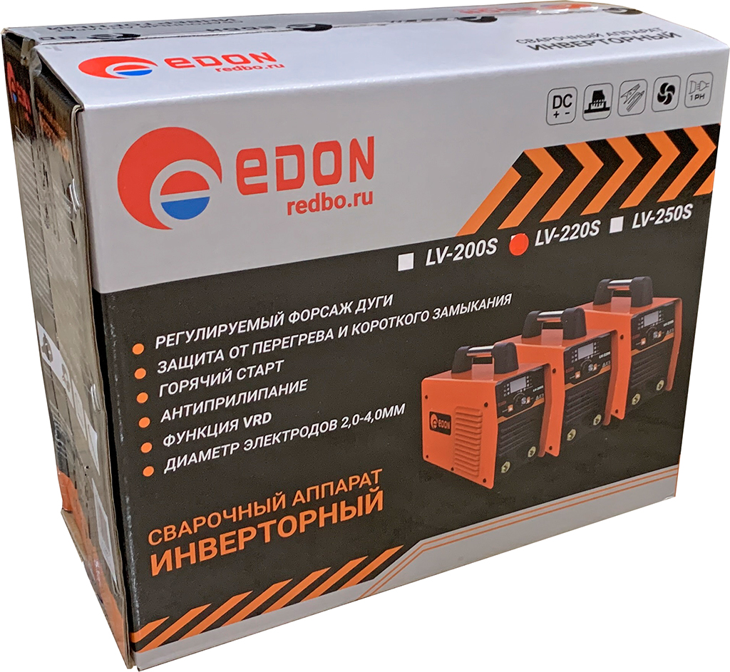 Edon LV-220S Аппарат сварочный инверторный (5,7кВт, 50-220А, 20.8-25.6В, 2.0-4.0мм, дисплей) 7