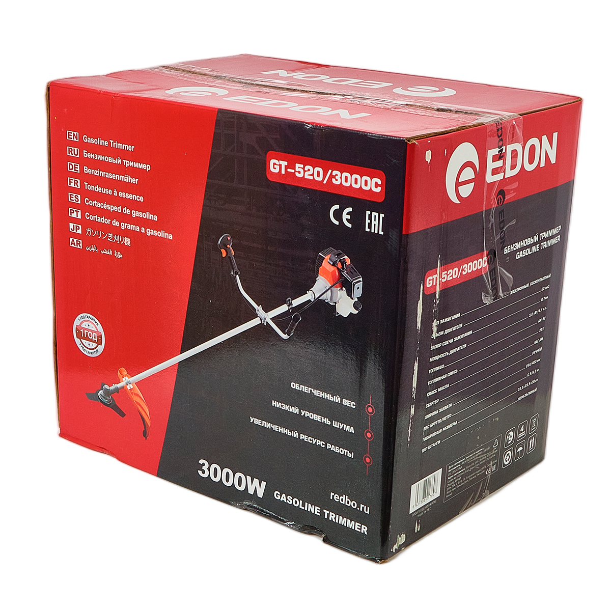 Edon GT-520/3000C Триммер бензиновый (52см3, 3,0кВт/4,1 лс, неразъёмная штанга, ширина 254/400мм) 9