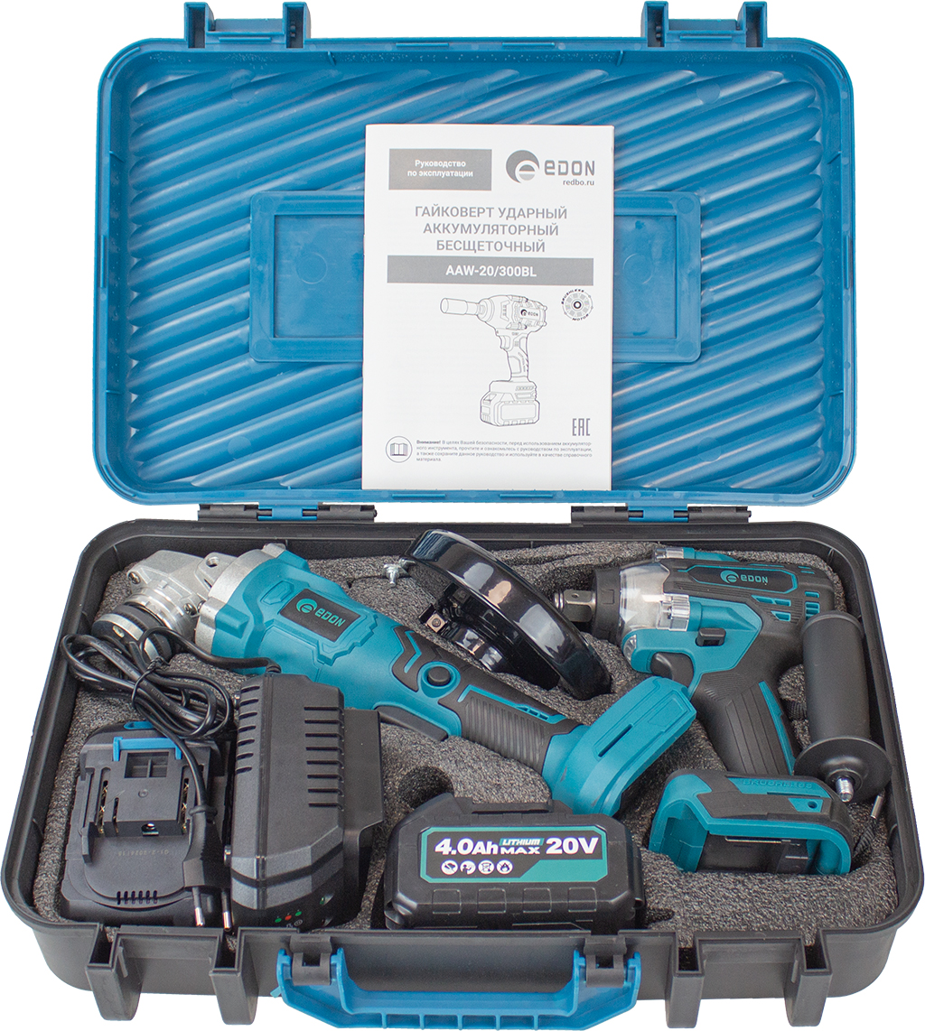 Edon Набор B (AAW-20/300BL,AAG-20/125BL) Набор аккумуляторного инструмента 7