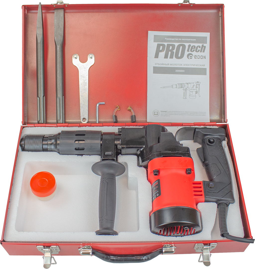 Edon PROtech 2000DH Молоток отбойный (HEX30мм, 2000Вт, 20 Дж, мет.кейс, пика, долото) 8