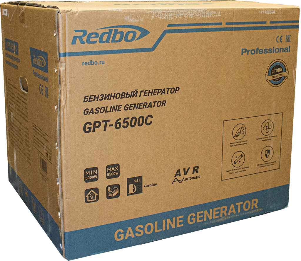REDBO GPT-6500C Генератор бензиновый (420см3, 5.0 кВт./5.5 кВт, ручной стартер) 7