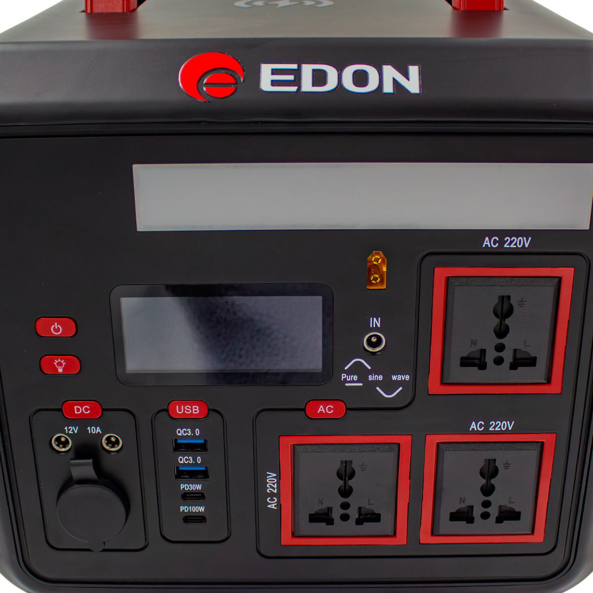 Edon PES-1200 Электростанция портативная (1200Вт;LiFePO4;12.8В/100Ач(1280Вт/ч, дисплей, LED подсвет) 10