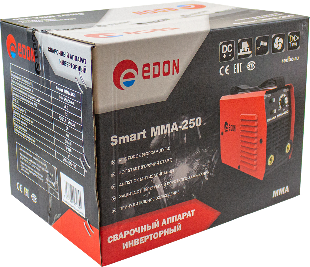 Edon Smart MMA-250 Аппарат сварочный инверторный (MMA 20-250A, 2-4мм,12кВт) 7